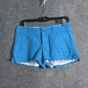 Lilly Pulitzer The Walsh Scalloped Hem Shorts  Women's Blue Lace Size 0 Beach